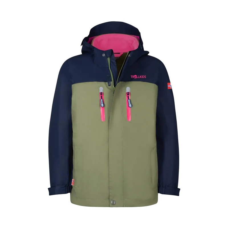 Trollkids Girls Bryggen 3in1 Jacket navy/dusky olive/light magenta
