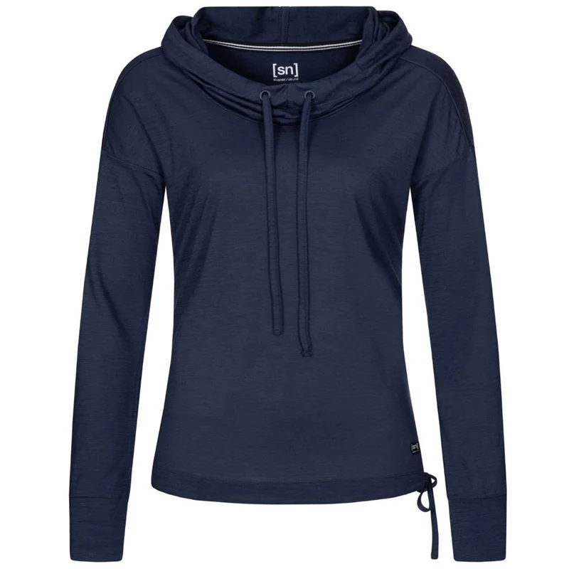 Super Natural W Funnel Hoodie ocean blue Damen Longsleeve