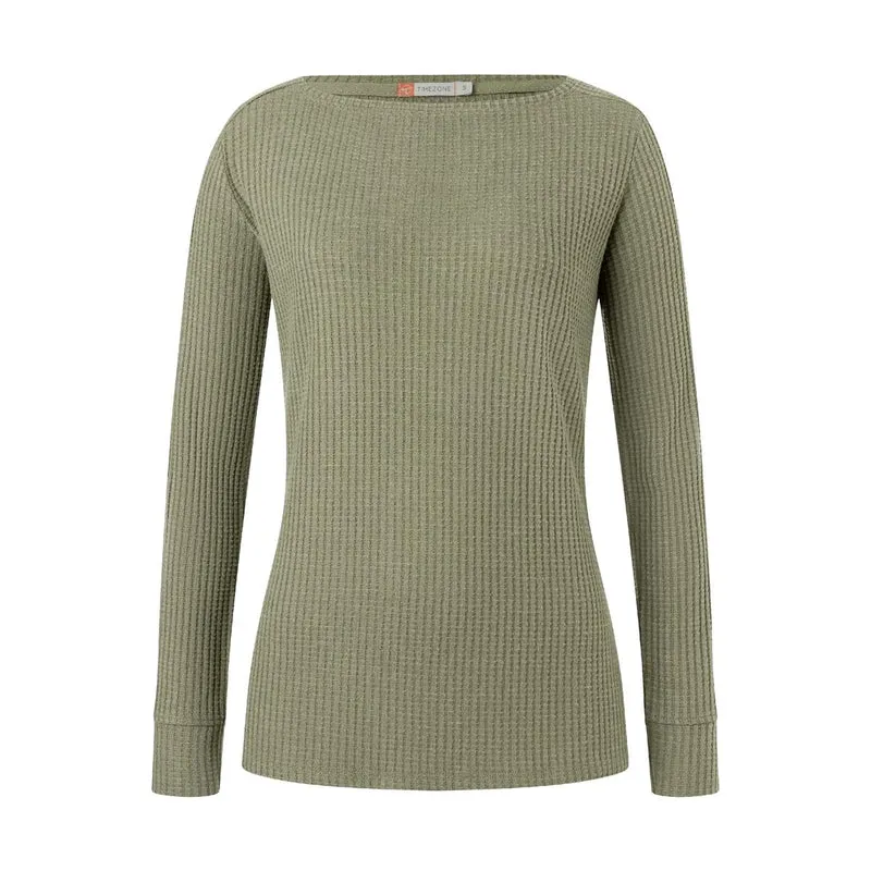 Timezone Boat Neck Longsleeve boxwood green Damen