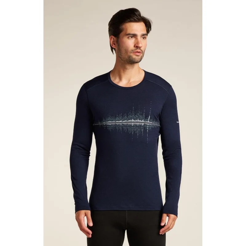 Icebreaker Merino 200 Oasis Thermo-Langarmshirt mit Rundhalsausschnitt Snow Wave Herren