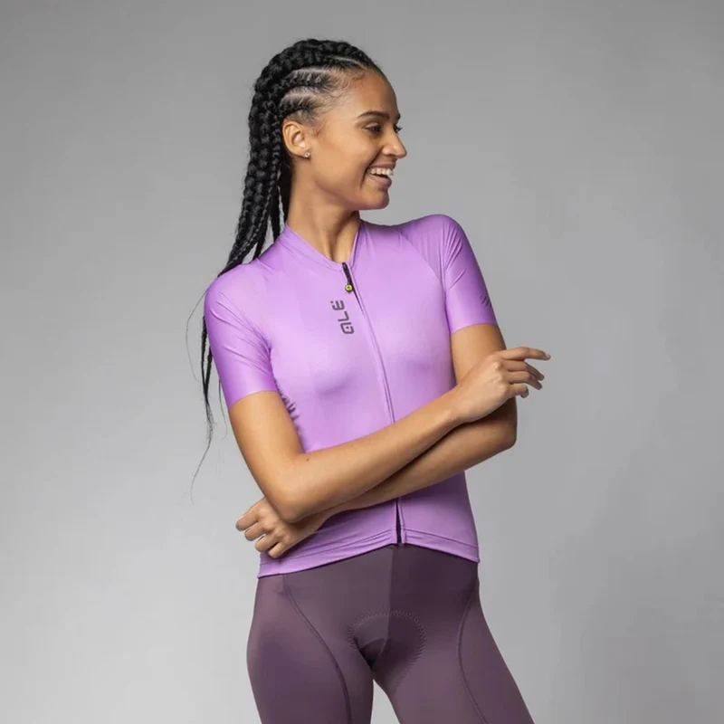 Alè Cycling Color Black Lady Bike Short Sleeve Jersey peonia