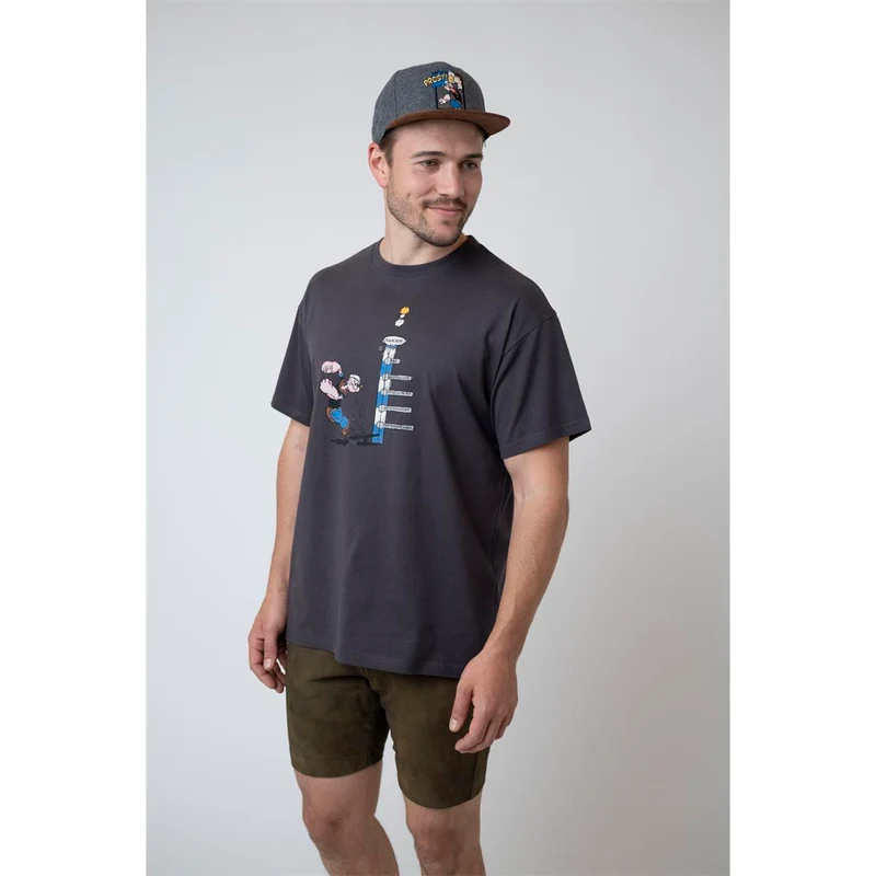 Bavarian Caps T-Shirt "Popeye haut den Lukas" - dunkelgrau