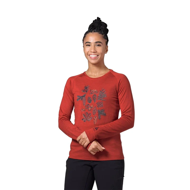 Odlo W Merino 200 Forest T-Shirt L/S Crew Neck ketchup