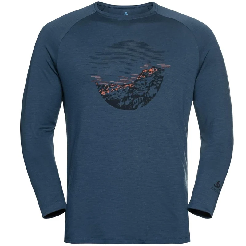 Odlo M Merino 200 Sunrise T-Shirt L/S Crew Neck blue wing teal